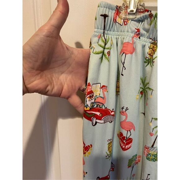 Pajamarama light blue flamingo pajama set “let’s jingle and flamingo” size L - Picture 4 of 13